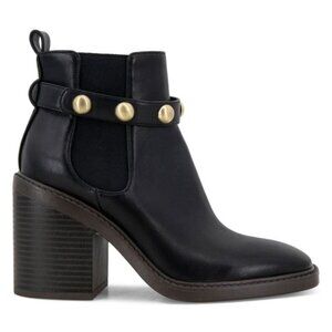Kensie Karmela Womens Black Studded Stacked Heel Square Toe Bootie Size 7.5 NWOB